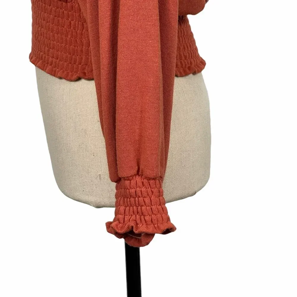 Free People Smocked Waist Long Sleeve Top Copper Size XS NEW